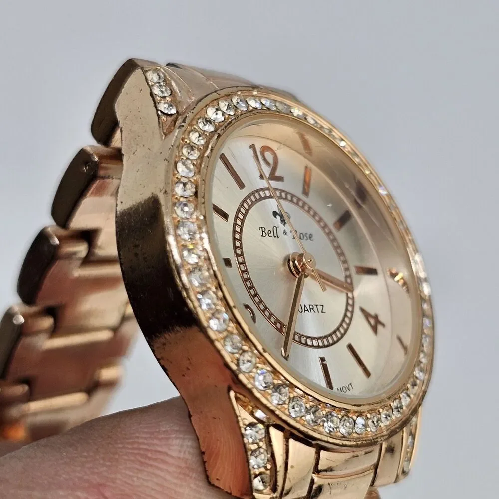 Bell Rose‎ Women's Watch 30MM Gold Dial Gold Bracelet Band 7